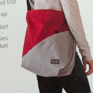 Flip & Tumble Packable Crossbody Bag Red Gray Lightweight Travel Foldable NWT